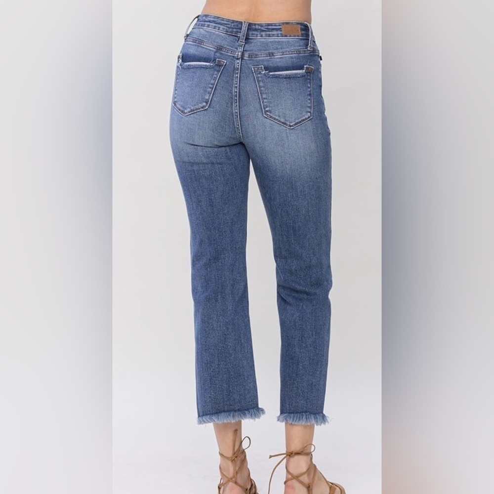 Judy Blue Destroyed Cropped Straight Leg - Picture 2 of 11